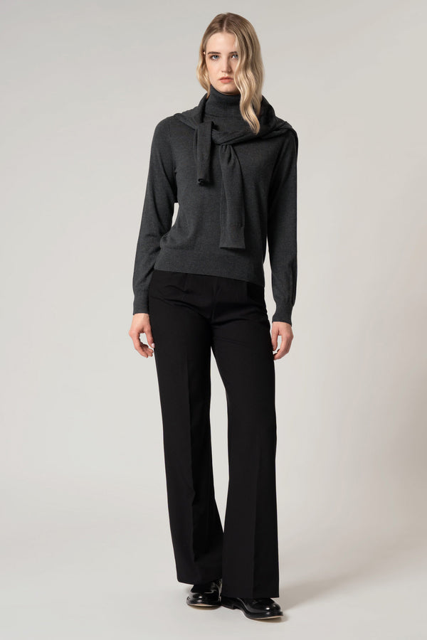 Maglia Dolcevita in Seta Cashmere Extrafine Nero