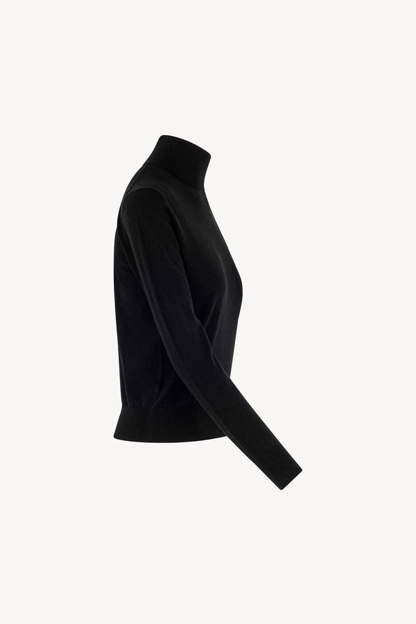 Maglia Dolcevita in Seta Cashmere Extrafine Nero