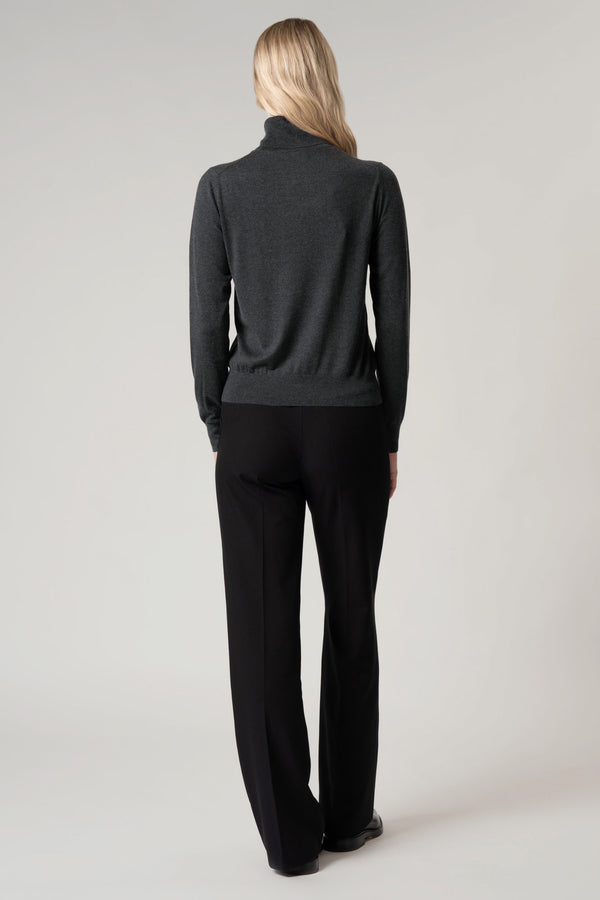 Maglia Dolcevita in Seta Cashmere Extrafine Grigio