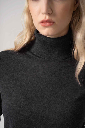 Maglia Dolcevita in Seta Cashmere Extrafine Grigio