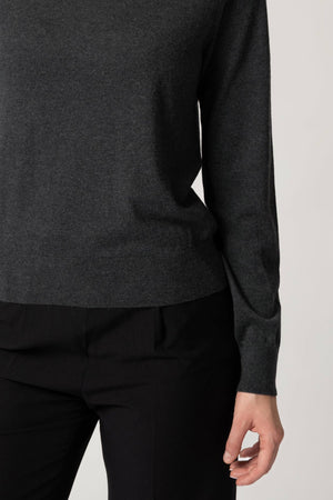 Maglia Dolcevita in Seta Cashmere Extrafine Grigio