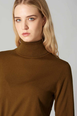 Maglia Dolcevita in Seta Cashmere Extrafine Terracotta