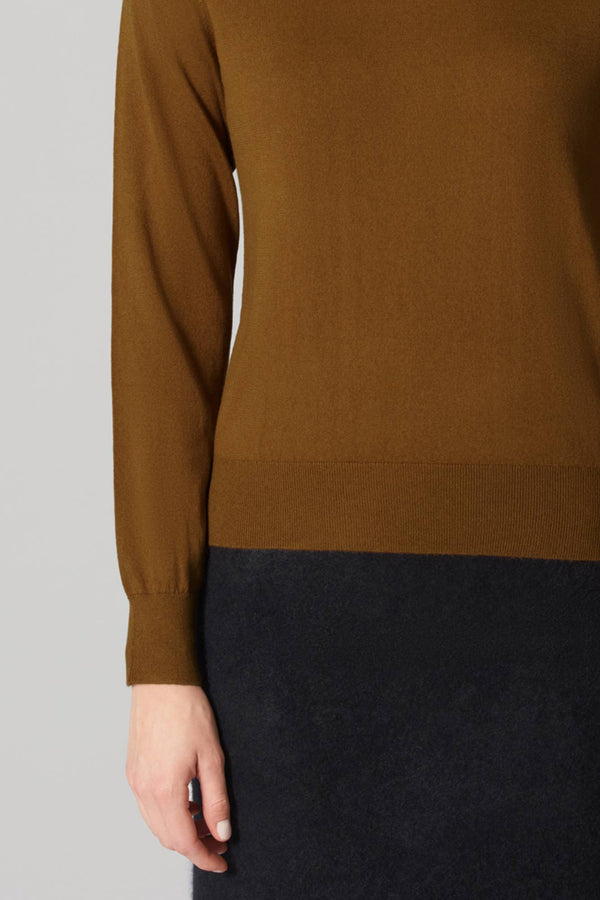 Maglia Dolcevita in Seta Cashmere Extrafine Terracotta