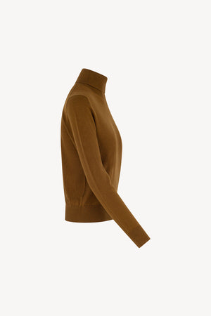 Maglia Dolcevita in Seta Cashmere Extrafine Terracotta