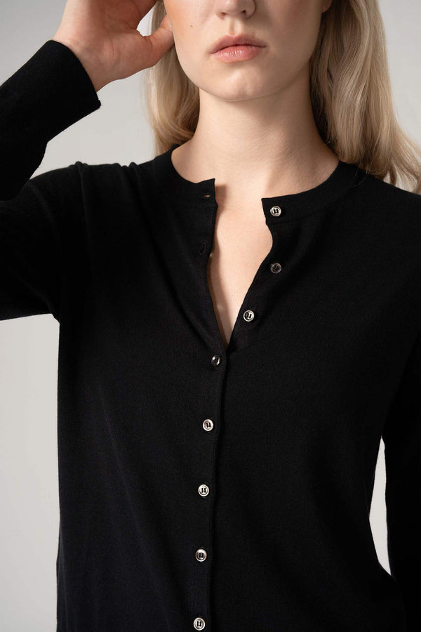 Cardigan in Seta Cashmere Extrafine Nero