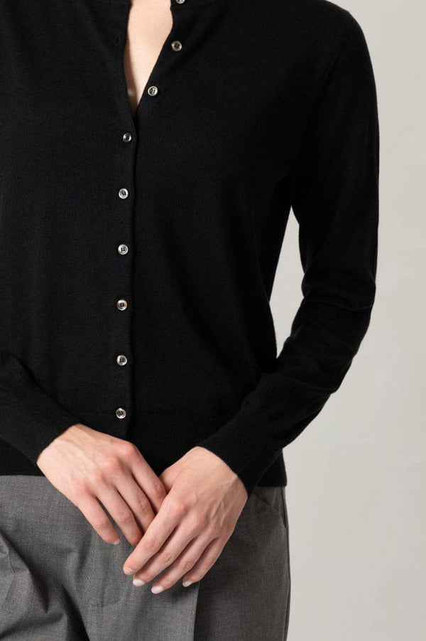 Cardigan in Seta Cashmere Extrafine Nero