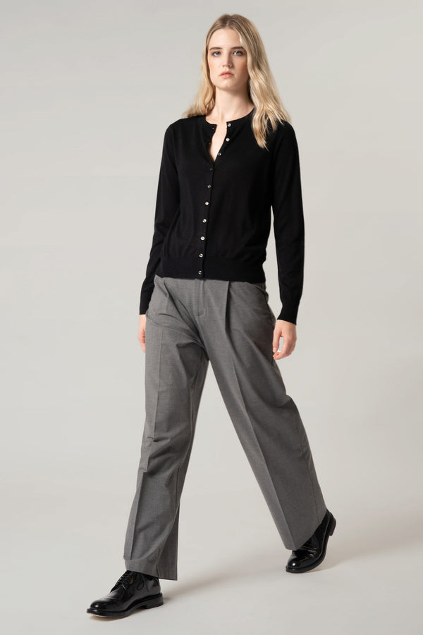 Cardigan in Seta Cashmere Extrafine Nero