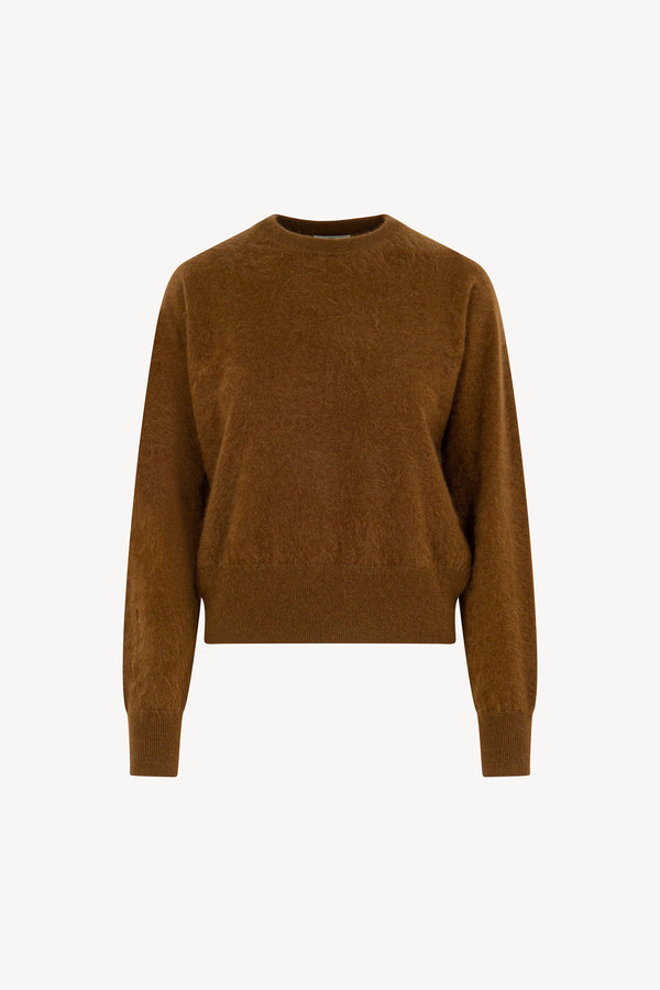 Girocollo Maniche Squadrate in Puro Cashmere Spazzolato Terracotta