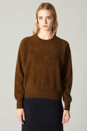 Girocollo Maniche Squadrate in Puro Cashmere Spazzolato Terracotta