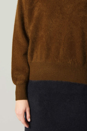 Girocollo Maniche Squadrate in Puro Cashmere Spazzolato Terracotta