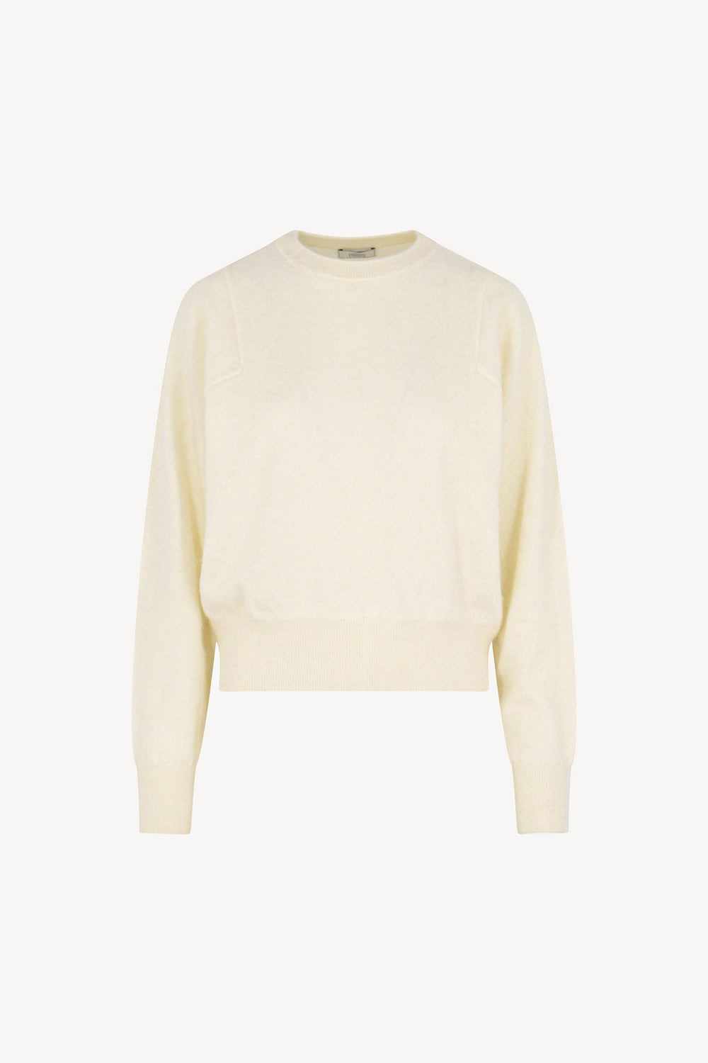 Girocollo Maniche Squadrate in Puro Cashmere Spazzolato Latte