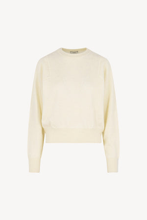 Girocollo Maniche Squadrate in Puro Cashmere Spazzolato Latte