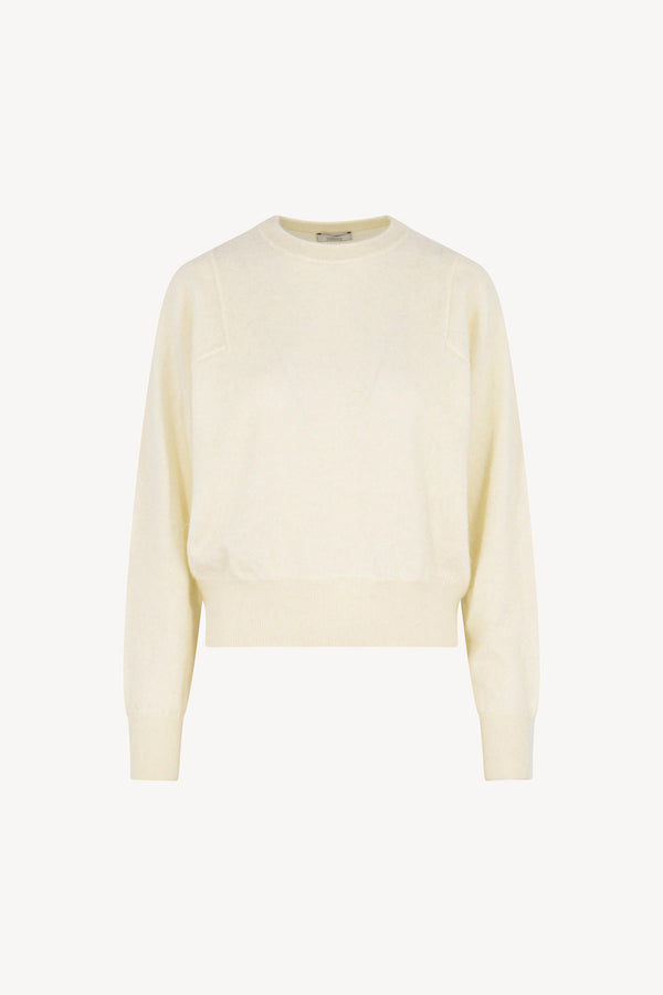 Girocollo Maniche Squadrate in Puro Cashmere Spazzolato Latte