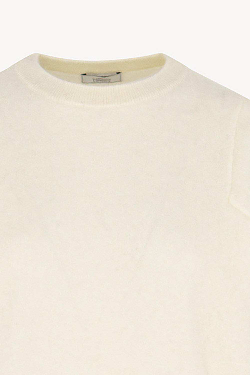 Girocollo Maniche Squadrate in Puro Cashmere Spazzolato Latte