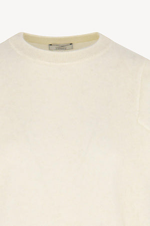 Girocollo Maniche Squadrate in Puro Cashmere Spazzolato Latte