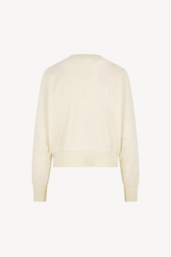 Girocollo Maniche Squadrate in Puro Cashmere Spazzolato Latte