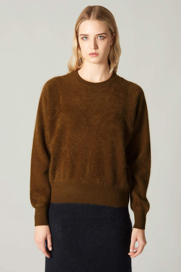 Girocollo Maniche Squadrate in Puro Cashmere Spazzolato Latte