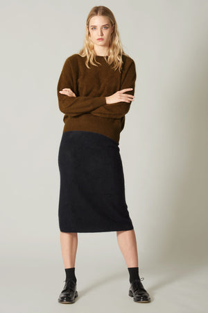 Girocollo Maniche Squadrate in Puro Cashmere Spazzolato Latte