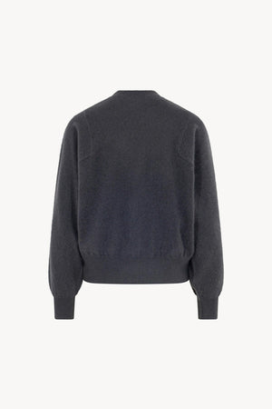 Girocollo Maniche Squadrate in Puro Cashmere Spazzolato Ardesia