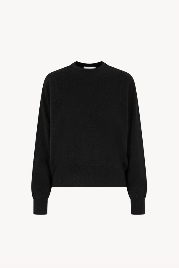 Girocollo Maniche Squadrate in Puro Cashmere Spazzolato Nero