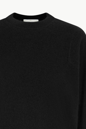 Girocollo Maniche Squadrate in Puro Cashmere Spazzolato Nero