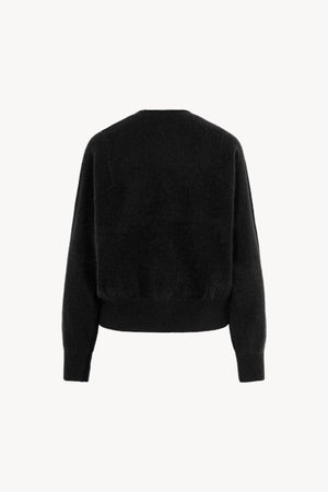 Girocollo Maniche Squadrate in Puro Cashmere Spazzolato Nero