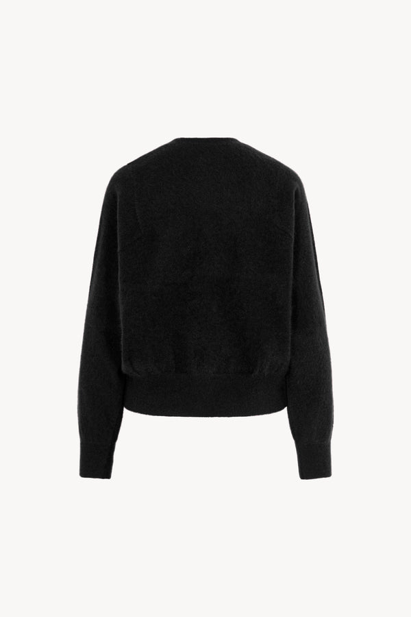 Girocollo Maniche Squadrate in Puro Cashmere Spazzolato Nero