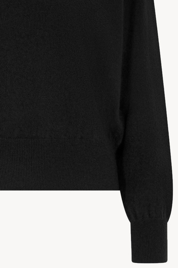 Girocollo Maniche Squadrate in Puro Cashmere Spazzolato Nero