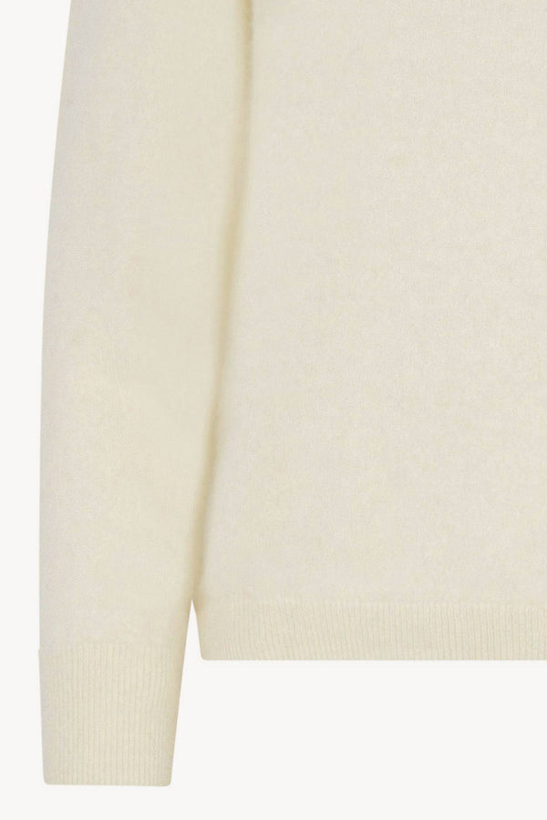 Maglia a Collo Alto in Puro Cashmere Spazzolato Latte