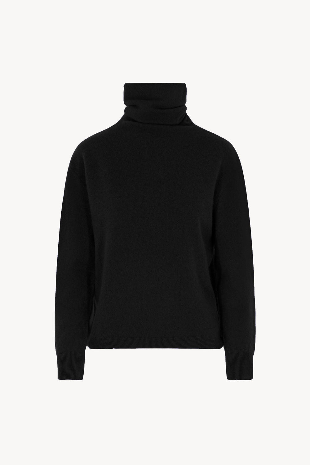 Maglia a Collo Alto in Puro Cashmere Spazzolato Nero