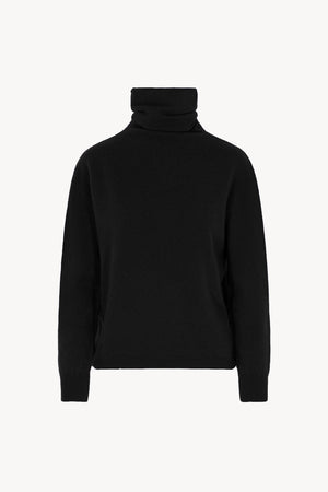 Maglia a Collo Alto in Puro Cashmere Spazzolato Nero