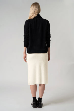 Maglia a Collo Alto in Puro Cashmere Spazzolato Nero