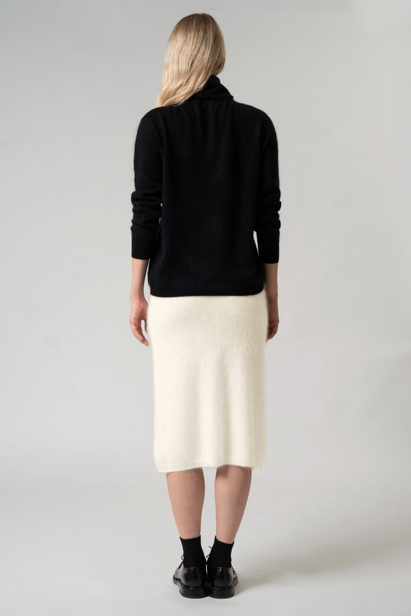 Maglia a Collo Alto in Puro Cashmere Spazzolato Nero