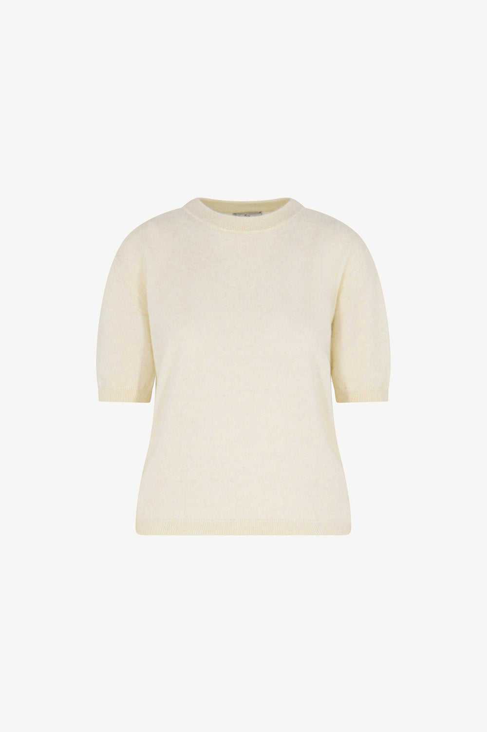 Girocollo Mezza Manica in Puro Cashmere Spazzolato Latte