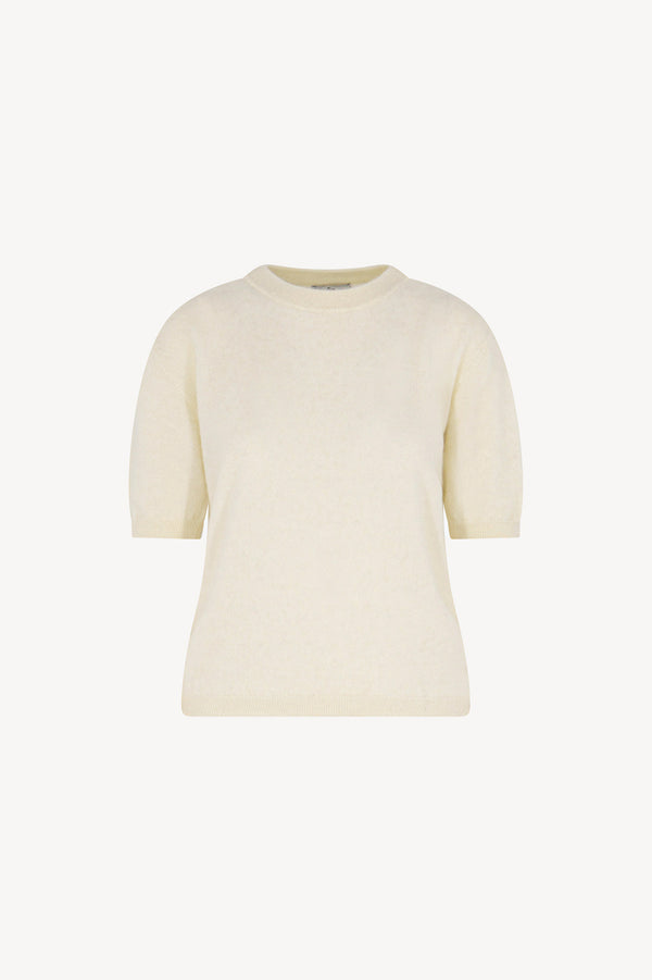 Girocollo Mezza Manica in Puro Cashmere Spazzolato Latte