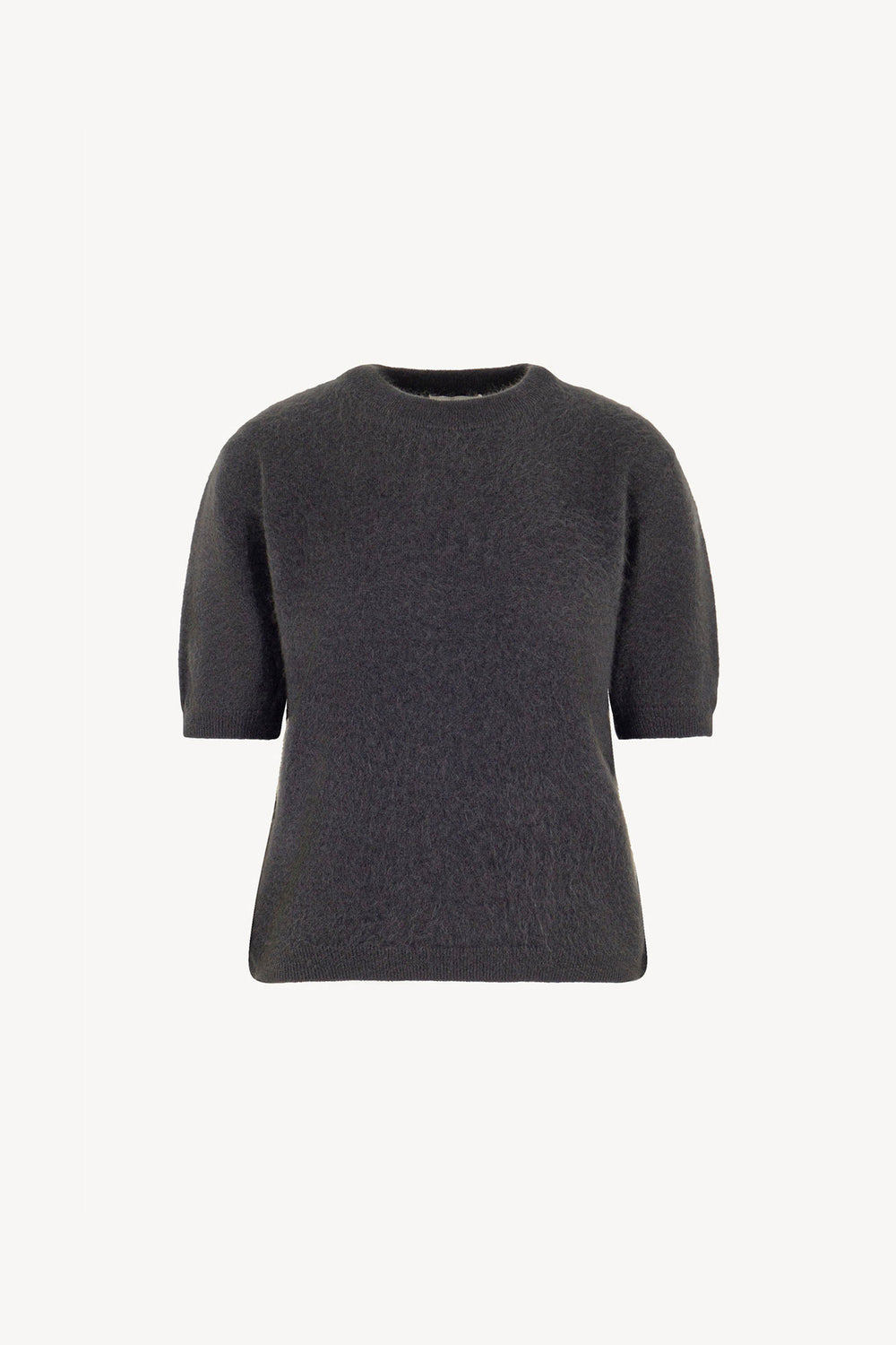 Girocollo Mezza Manica in Puro Cashmere Spazzolato Ardesia