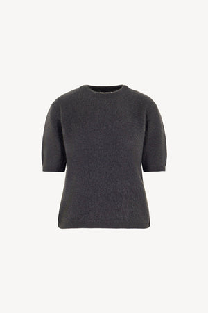 Girocollo Mezza Manica in Puro Cashmere Spazzolato Ardesia