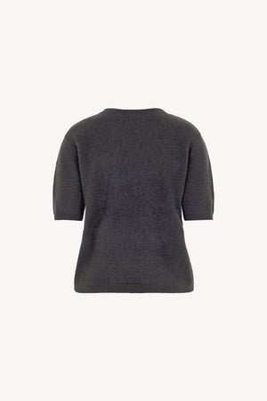 Girocollo Mezza Manica in Puro Cashmere Spazzolato Ardesia