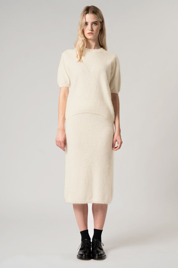 Girocollo Mezza Manica in Puro Cashmere Spazzolato Ardesia