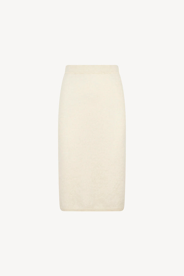 Gonna Longuette in Puro Cashmere Spazzolato Latte