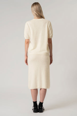 Gonna Longuette in Puro Cashmere Spazzolato Latte