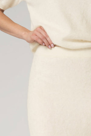 Gonna Longuette in Puro Cashmere Spazzolato Latte