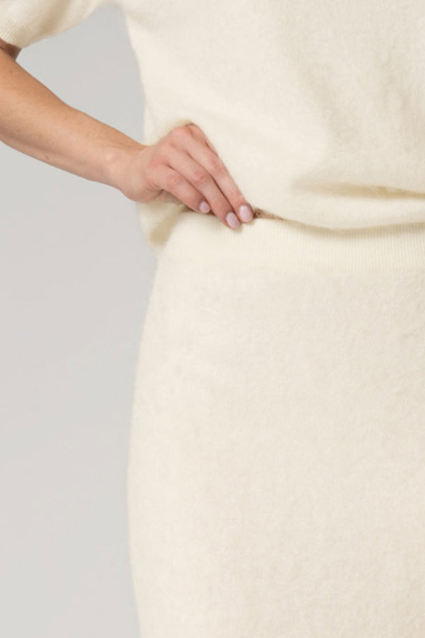 Gonna Longuette in Puro Cashmere Spazzolato Latte