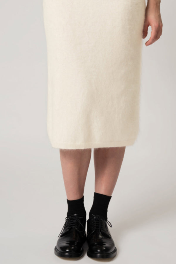 Gonna Longuette in Puro Cashmere Spazzolato Latte