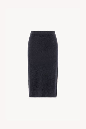 Gonna Longuette in Puro Cashmere Spazzolato Ardesia