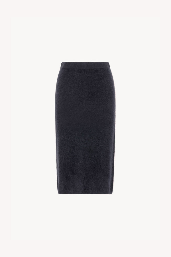 Gonna Longuette in Puro Cashmere Spazzolato Ardesia