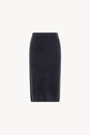 Gonna Longuette in Puro Cashmere Spazzolato Ardesia