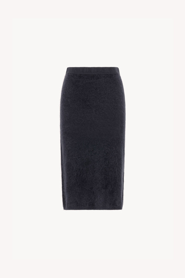 Gonna Longuette in Puro Cashmere Spazzolato Ardesia