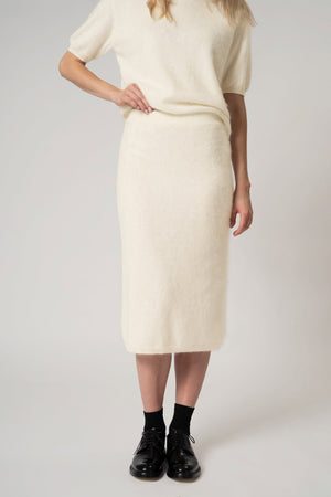 Gonna Longuette in Puro Cashmere Spazzolato Ardesia