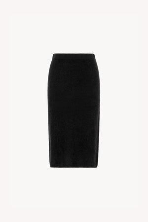 Gonna Longuette in Puro Cashmere Spazzolato Nero